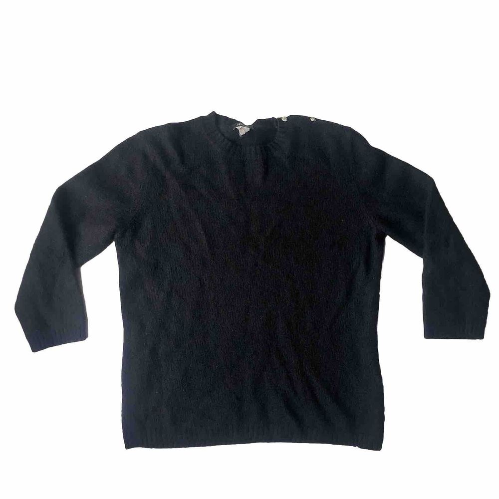 J. Crew Black Knit Cashmere Wool Angora Rabbit Hair Rayon Blend Sweater Women M